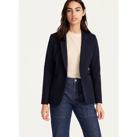 J.Crew NWT Parke Blazer Bi-Stretch Cotton Navy Size 6 - Picture 1 of 8